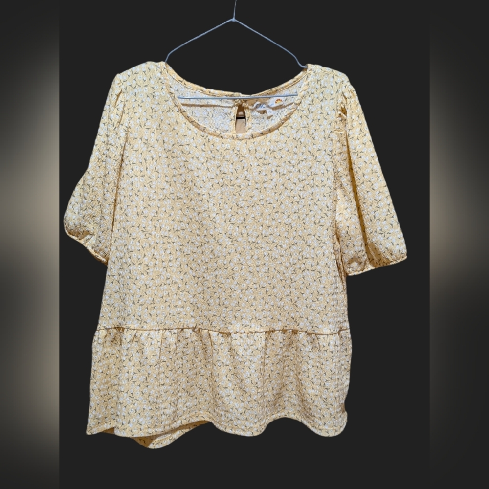 C&C California Yellow Patterned Blouse